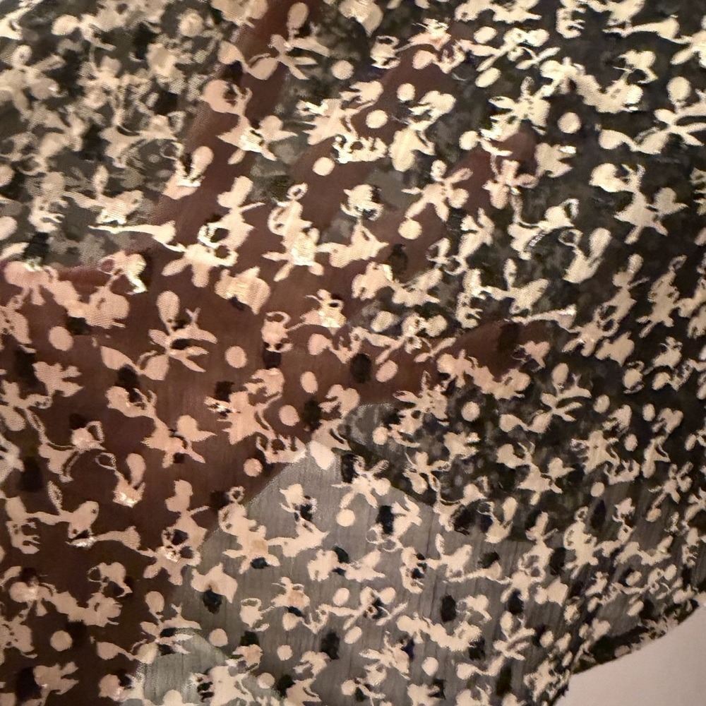 Bishop + Young Floral Bow Ruffle Blouse‎ Black White Sheer XS NEW - Picture 2 of 7